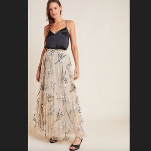 NWT Georgette Pleated Tulle Ballerina Maxi Skirt